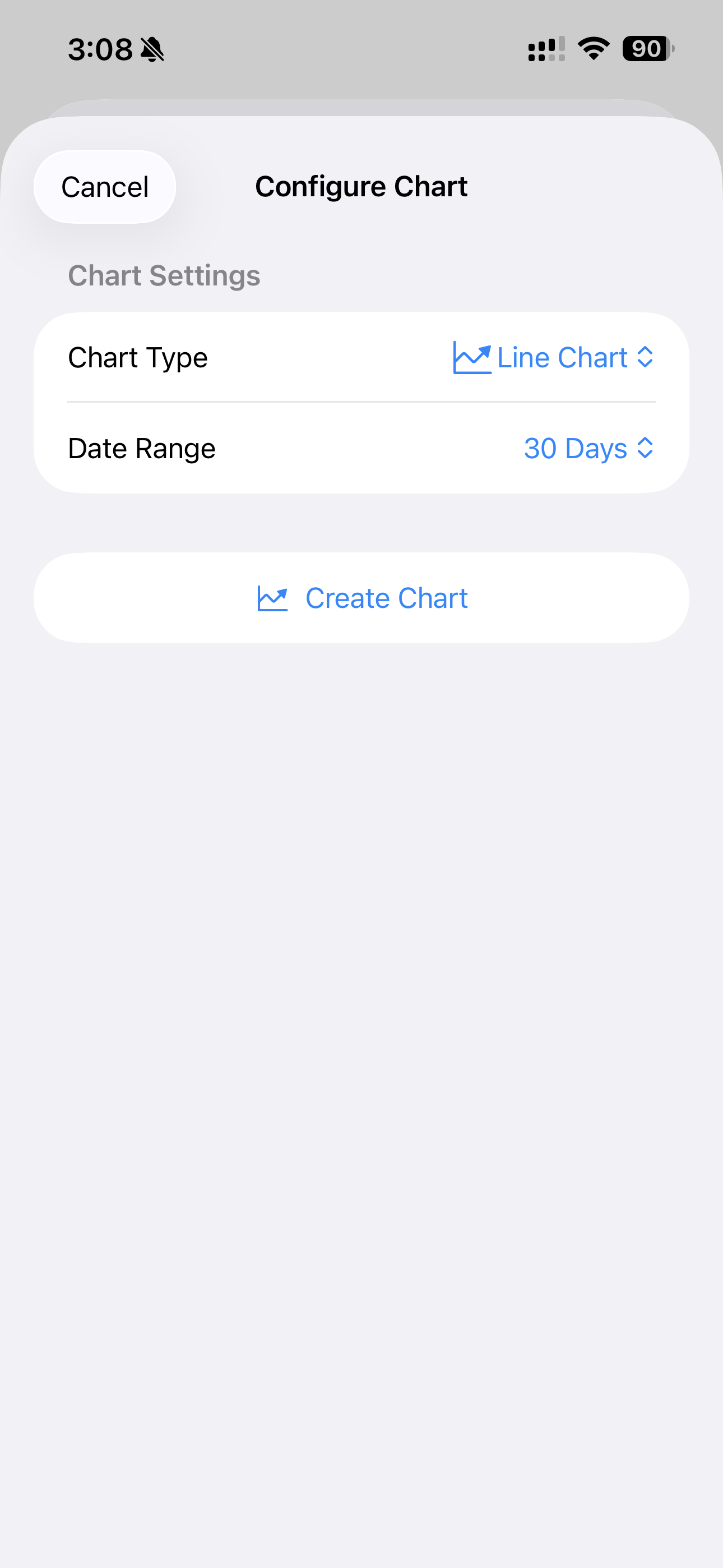 Health Visualizer Chart Type and Date Range